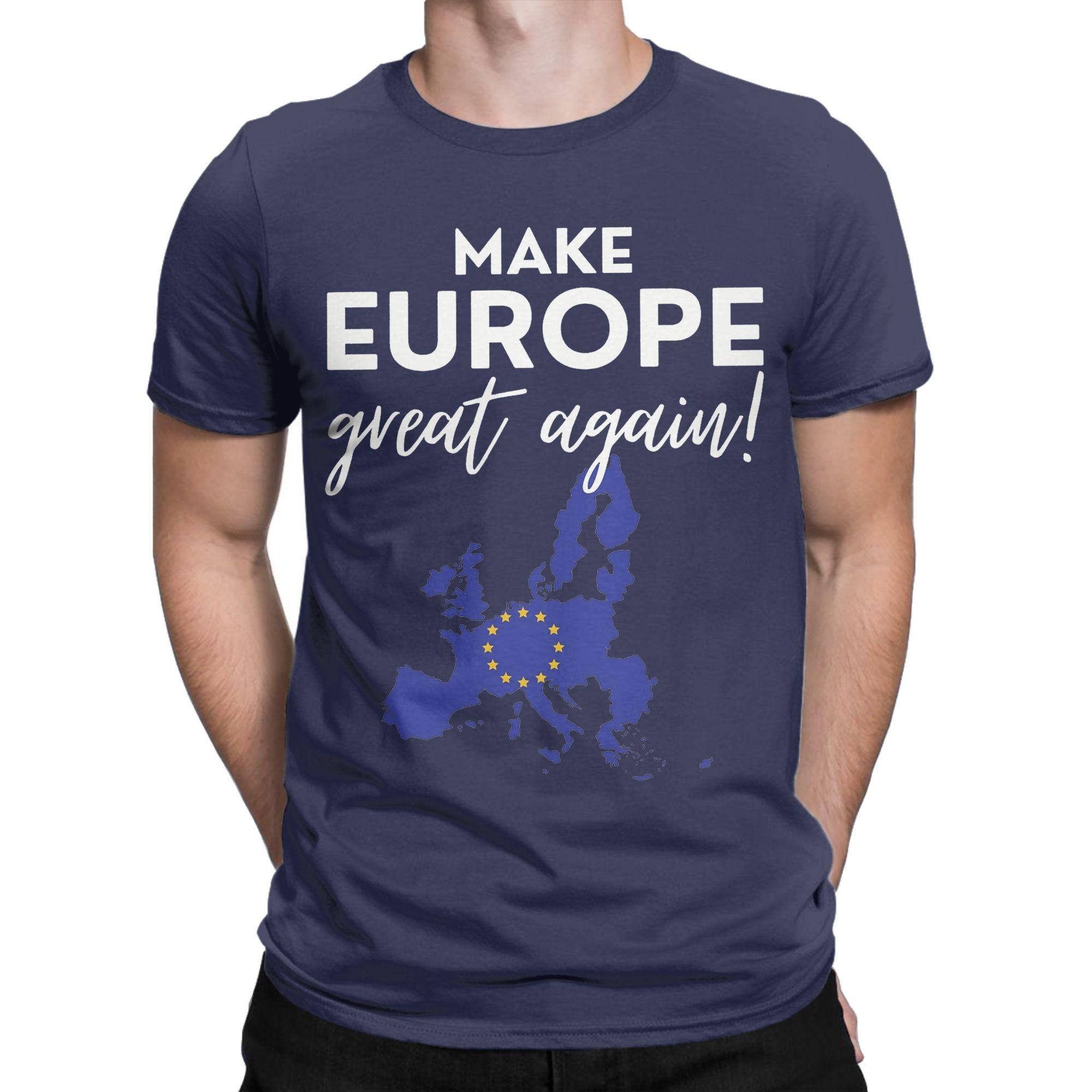 

Новое поступление Make Europe Great Again футболка унисекс 100% хлопок футболка с коротким рукавом одежда XXXXXL темно-синий