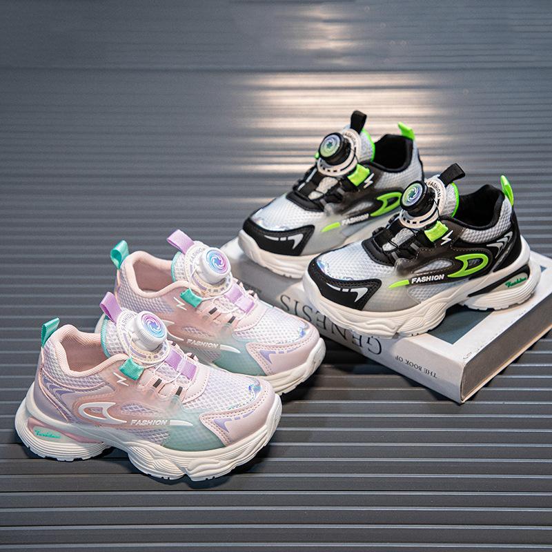 Children Boys Casual Shoes Mesh Sneakers Boys Sport Breathable Tennis Sneaker Baby Girls Spring Fashion Mesh Black Running Shoe