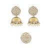 Antique Gold Tone Traditional Kundan Jhumki Earring & Ring Set For Women