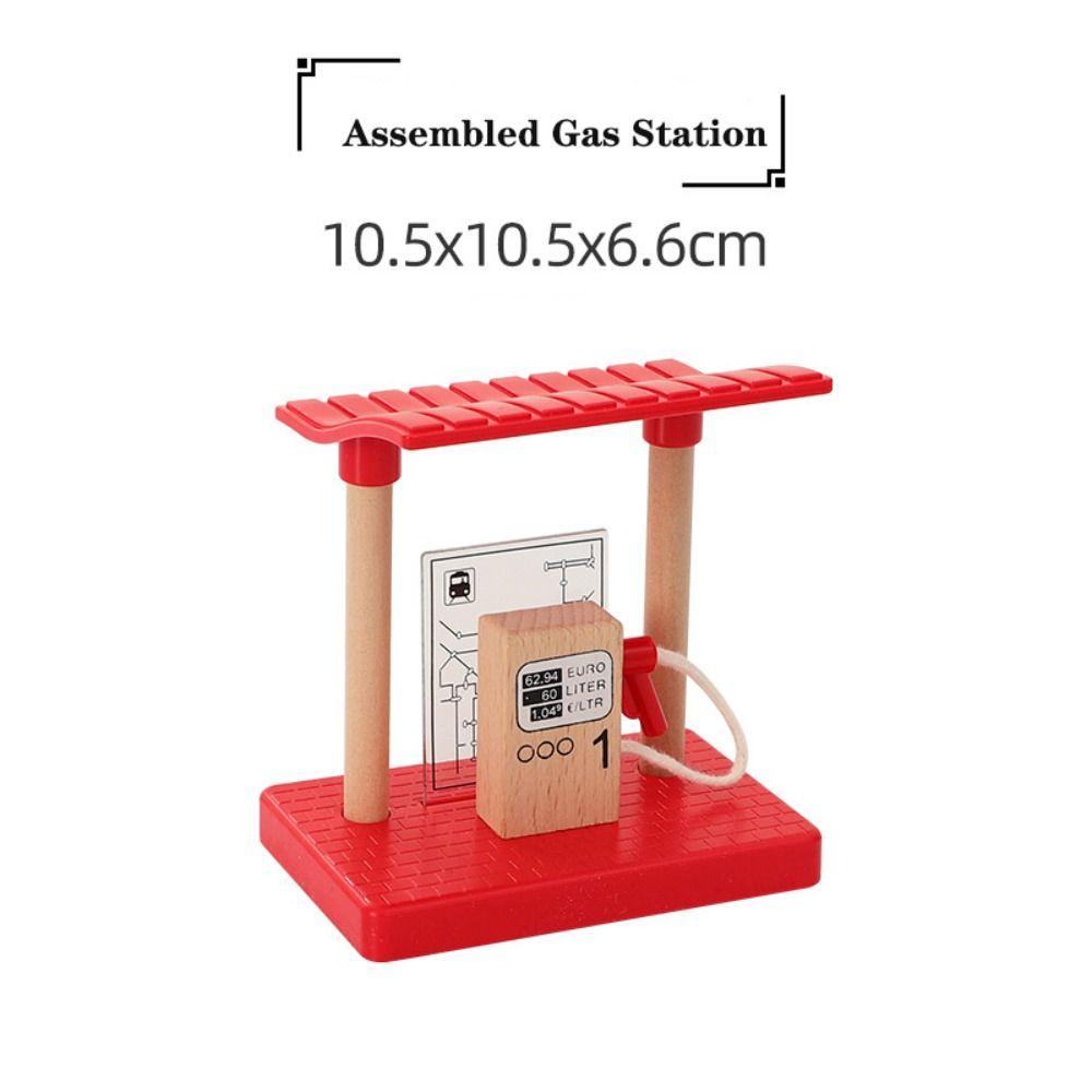 

Строительные блоки, набор деревянных железнодорожных путей, набор железнодорожных путей, детские подарки Assemble gas station