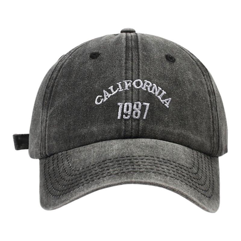 Koreansk Retro Tvättad Grå Basebollkeps Herr och Dam Stor Huvud Mångsidig Ansikte Visande Liten Hatt Amerikansk Gammal Denimhatt