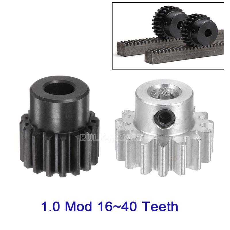 1Pcs Bulk-Man 3D Mod 1.0 Gear Pinion 6.35mm Bore 16/20/32/40 Teeth Motor for Motor Gear With Step Blackened Transmission Parts 6.35mm