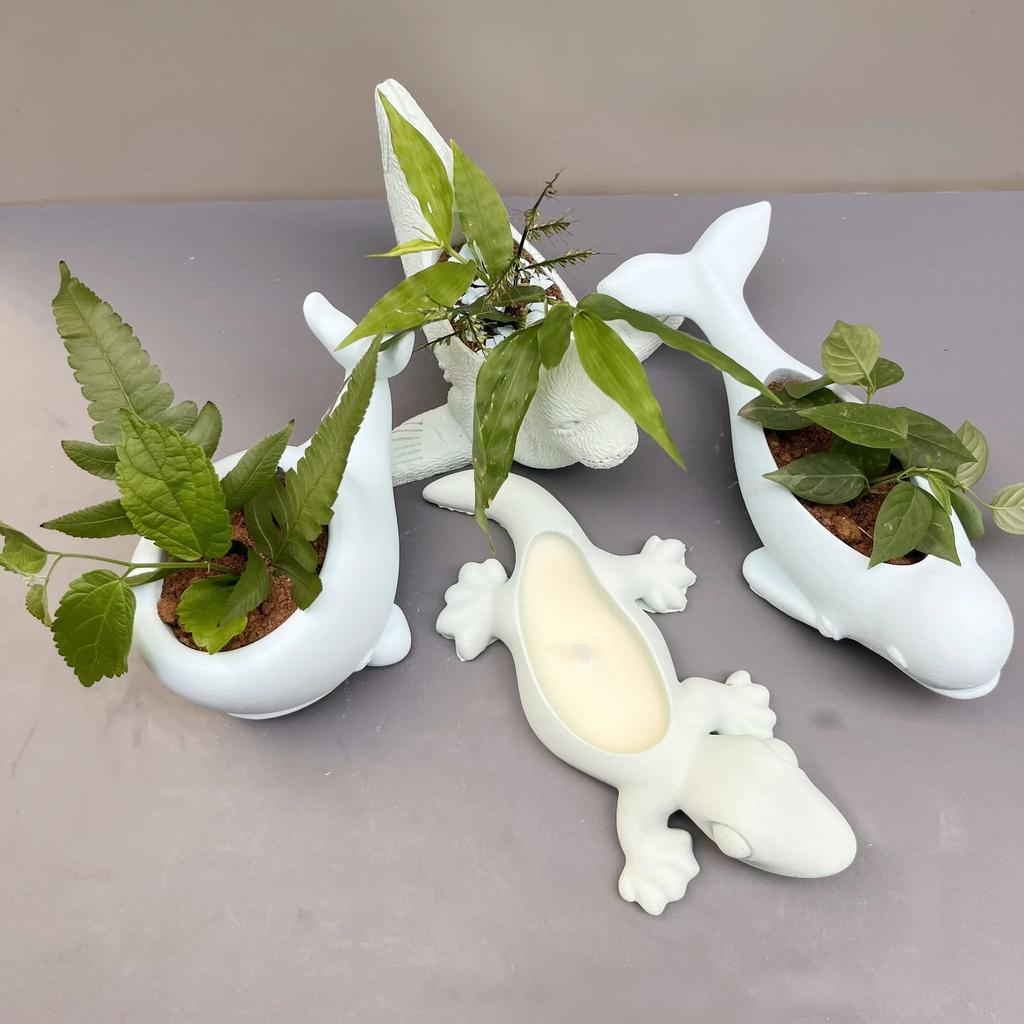 Large DIY Marine Animal Whale Seal Succulent Plant Flower Pot Resin Silicone Mold Lighthouse Candle Cup Concrete Gypsum Mold