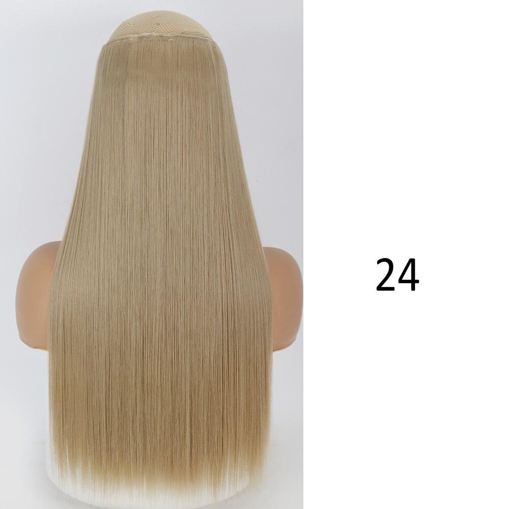 MISSQUEEN Women Long Straight Wavy Invisible Hair Extensions Without Clips Synthetic Fiber Long Daily Wear Invisible Hairpiece