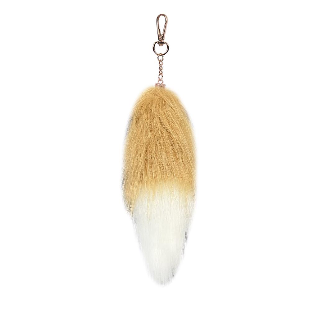 Faux Fox Tail Keychain Soft Plush Hanging Ornament Accessory Gift for Bags and Keys Fluffy Decoration 20cm Length