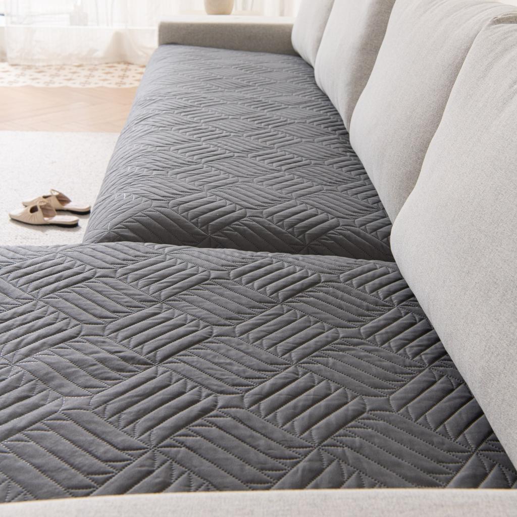 Geometric Lines Ultrasonic Embossed Non-Slip Sofa Cover For All Seasons Living Room Decorative Seat Pad Sofa Towel Slipcover