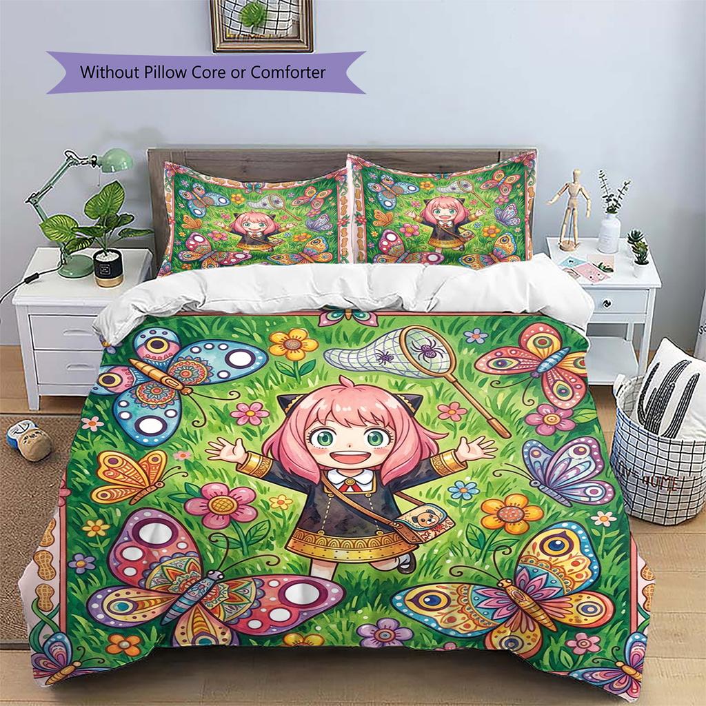 Anya Forger Pattern Bedding Quilt Set Quilt Cover Pillowcase Home Decoration Birthday Gift (1 * duvet cover + 2 * pillowcase, without core)