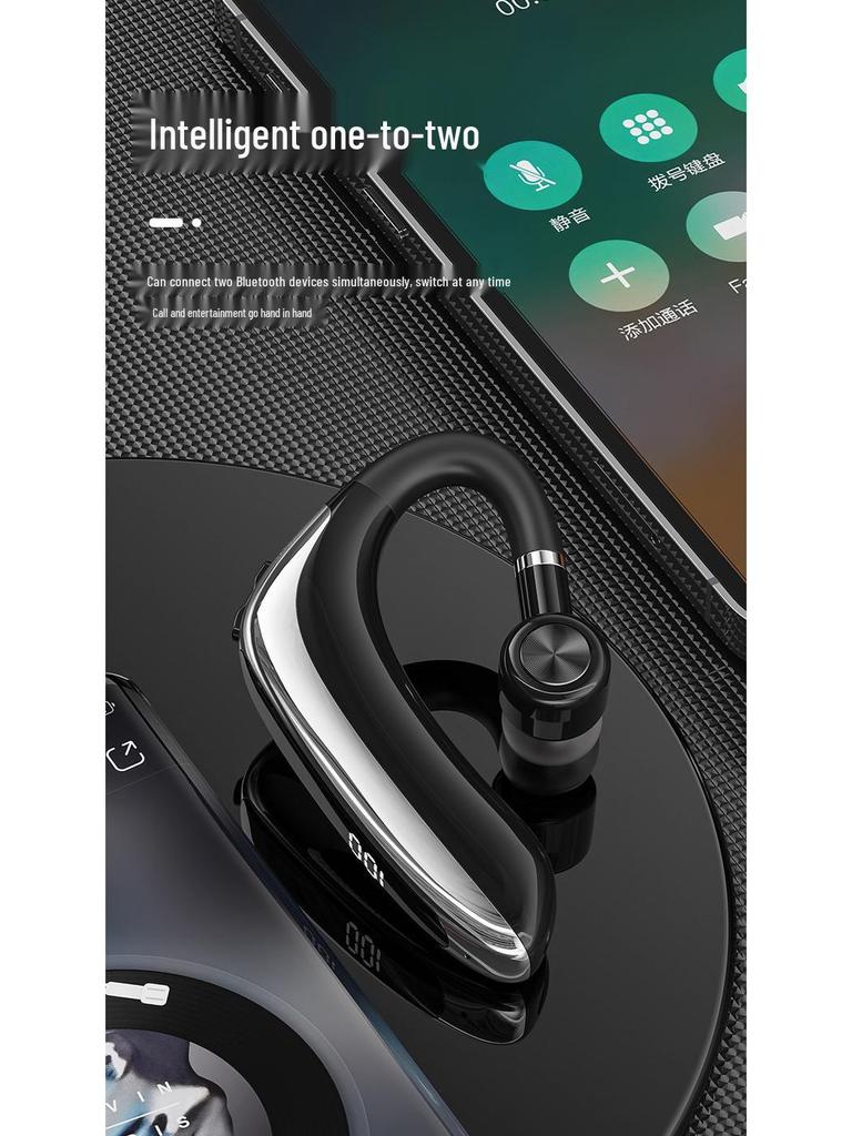M80 Digital Display Ear-hook Bluetooth Earbuds: Long Standby for Sports & Running
