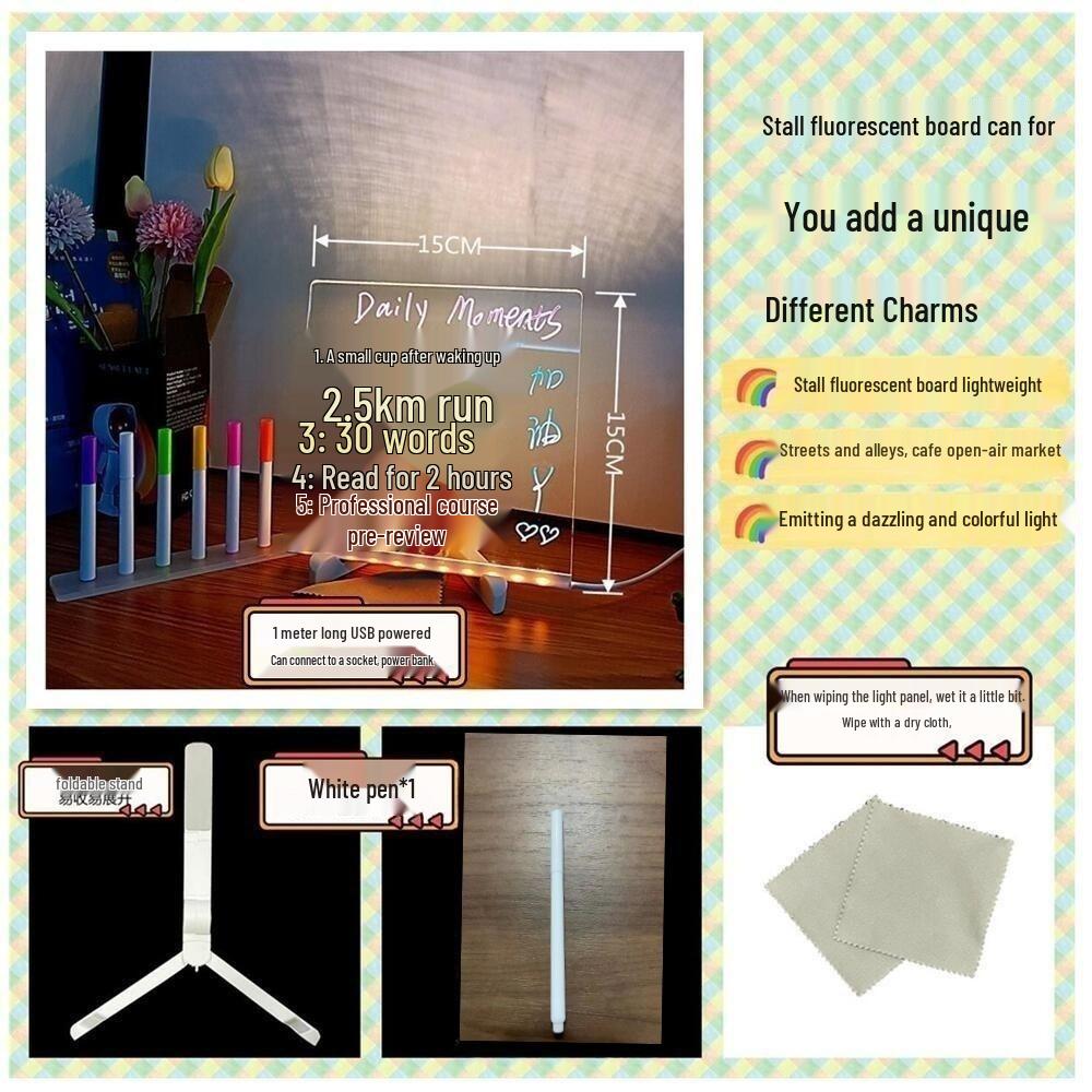 Large DIY Acrylic Luminous Blackboard for Kids - Easy Erase, Dust-Free Educational Drawing Set