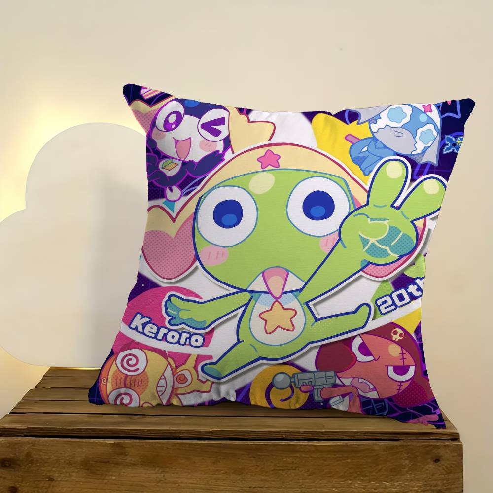 Funny Cartoon K-Keroro Gunsou Frog Cushion Cover Pillow Cover Decor Pillowcase Printed Cushion Case For Couch