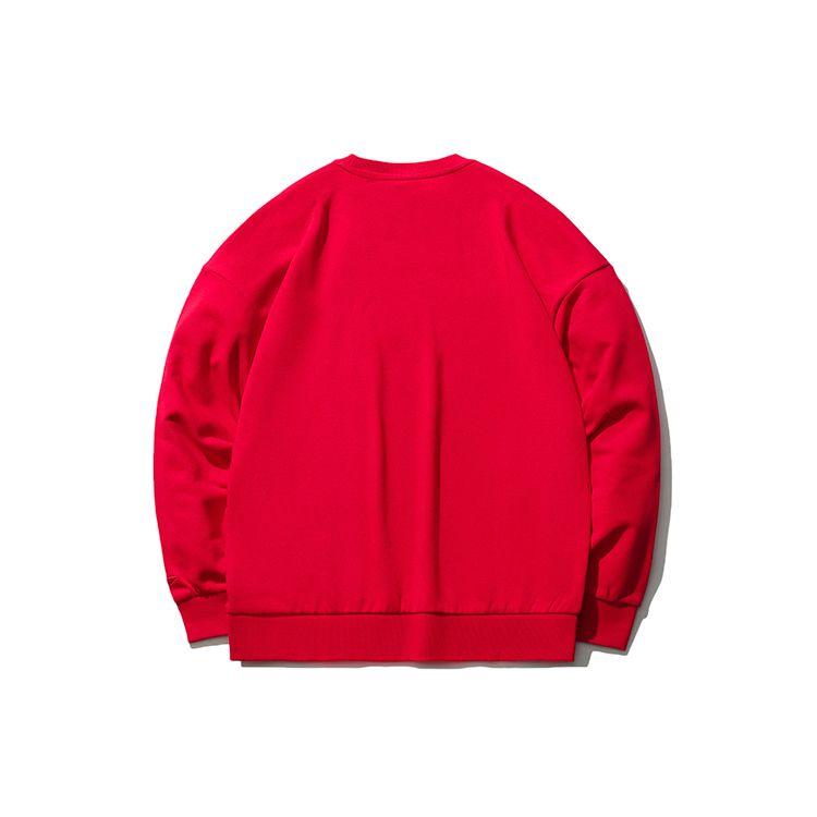 Li Ning Sports Fashion Series Loose Long Sleeve Pullover Round Neck Sweatshirt Men Sweatshirt Red AWDR582-5