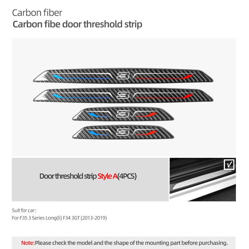 For BMW F30 F35 F34 Series 3 GT Carbon Fiber Car Door Sills Anti-Scuff Stickers Threshold Trim Strips Welcome Pedal Accessories NM5