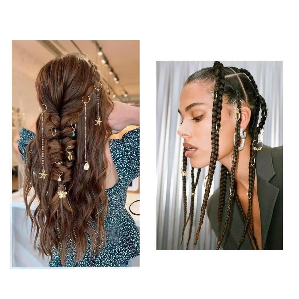 28Pieces Braid Hair Charm Easy To Use Accessories Hair Cuffs Dreadlock Accessories Alloy Texture for Fashion Women
