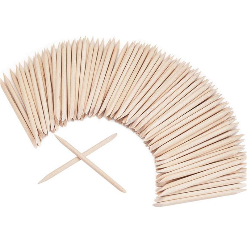 100/200/500pcs 114mm Nail Art Pusher Wood Sticks Cuticle Pusher Remover Rhinestones Dotting Removal Manicure Pedicure Care Tools