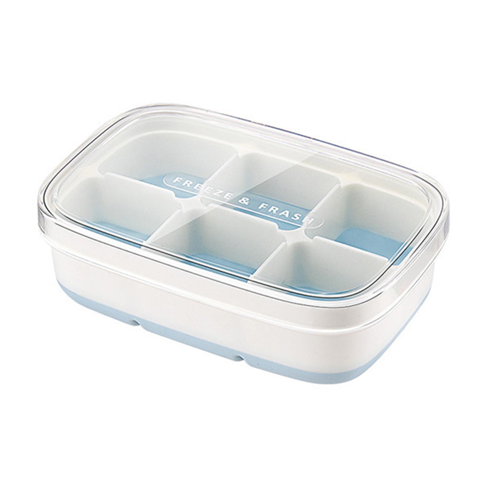 

6-grid Ice Cubes Tray With Lid Multipurpose Baby Food Making Template For Summer синій