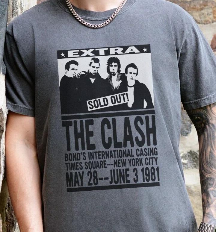 

The Clash New York 1981 Tour T-Shirt on Premium Vintage Black Comfort Colors Tee M