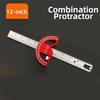 Multi-functional Angle Ruler Inch & Metric Woodworking Measuring Ruler Adjustable Right Angle Marking Gauge DIY Craft