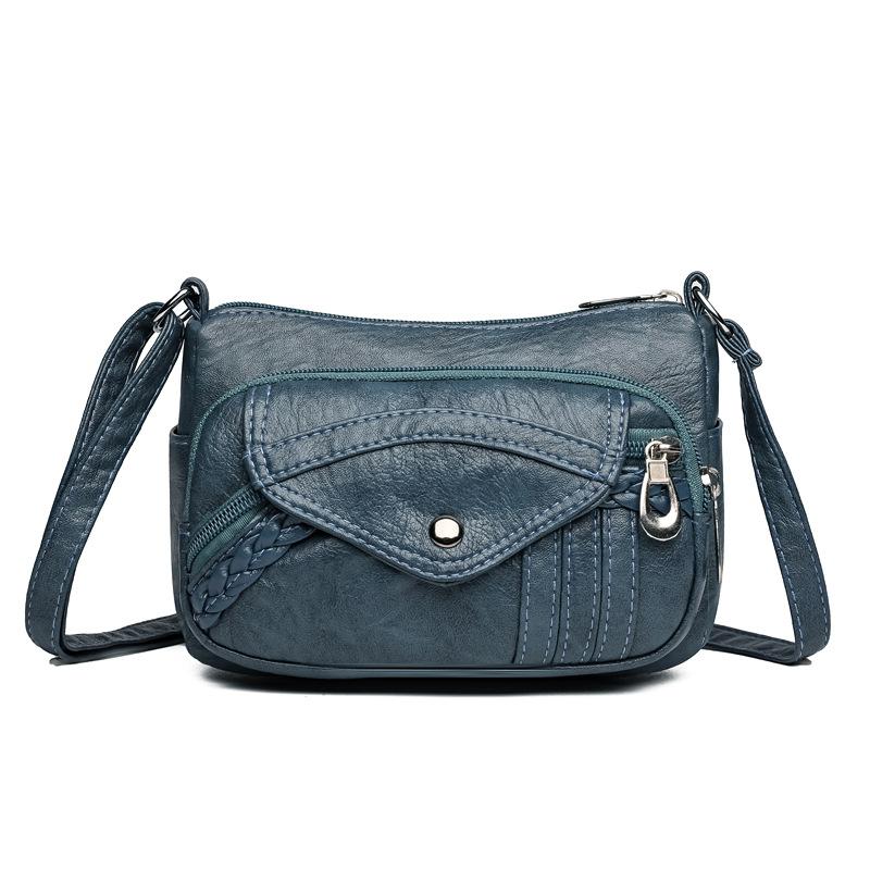 

Женская сумка через плечо из искусственной кожи с несколькими отделениями, большая вместимость, сумка для мамы, винтажная сумка через плечо синий