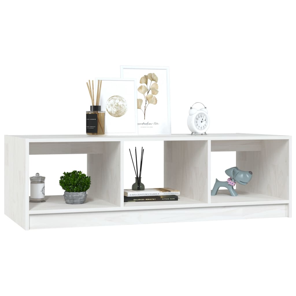 White Coffee Table 110 x 50 x 34 cm Solid Pine Wood