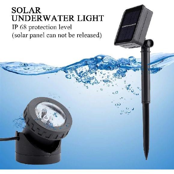 Ejoyous Solar Underwater Spotlight, 6 LED, White Light, Pond, Garden, Yard, Way, Modern Style, Black, IP68