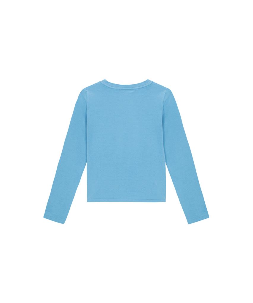 LEI AVERY Basic Cotton Long Sleeve Slim Fit T-Shirt (Blue)