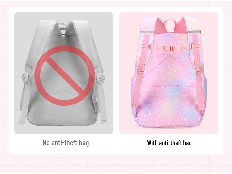 Primary School Rainbow Backpack for Girls - Cute, Large Capacity, Side-Opening