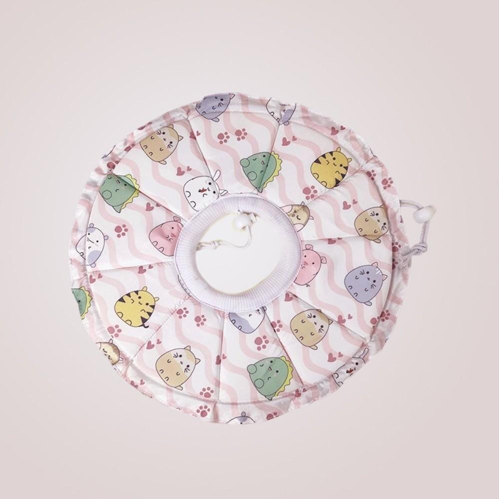 Adjustable Cat Elizabethan Collar Cartoon Pattern Anti Biting Anti-licking Collar Breathable Waterproof Cat Neck Cone S