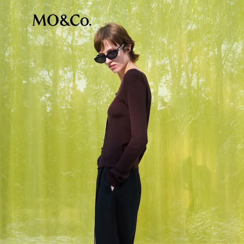 MO&Co. Merino Wool Slim Fit Knit Cardigan