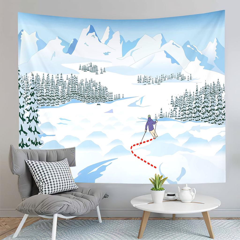 Snow Mountain Scenery Tapestry Extreme Sport Tapestry Skiing Travel Tapestry Home Living Room Dorm Bedroom Decoration Tapestries
