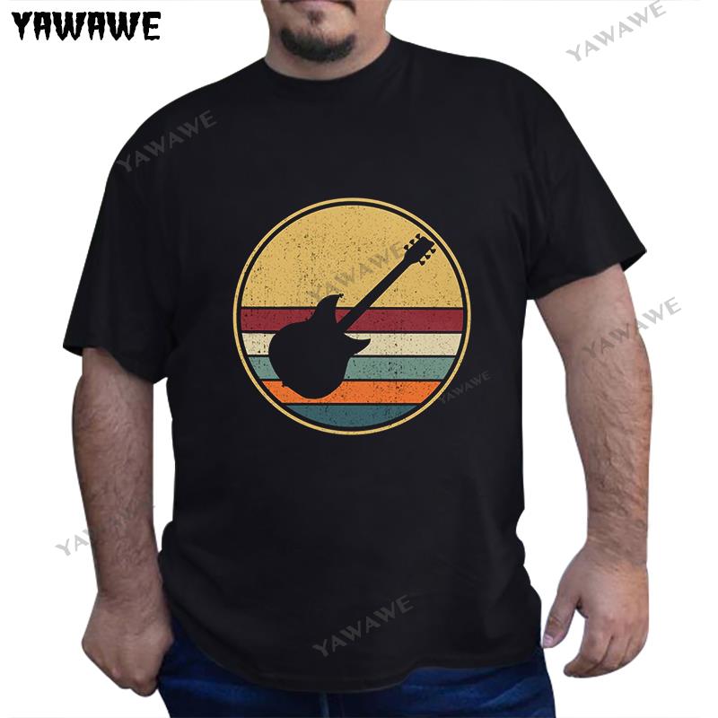 Retro Electric Guitar Player T Shirt Men Cotton Awesome Tshirt Short Sleeve Vintage Guitarist Tops Clothing Gift Idea Tshirts
