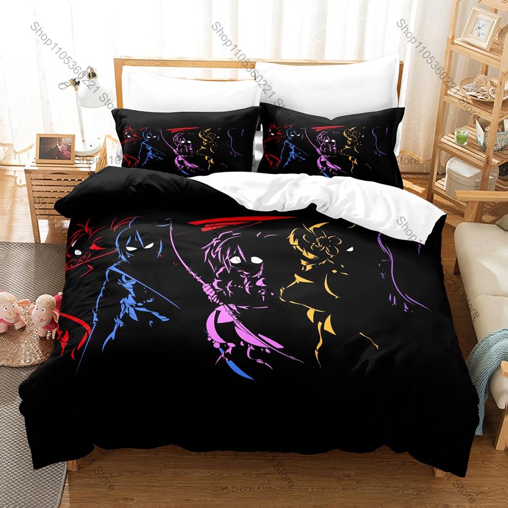 Cool Thrilling Japanese Anime Mahou Shoujo Site Duvet Cover + 2 Pillowcases, Mysterious Dark Magical Character Design Bedding Se