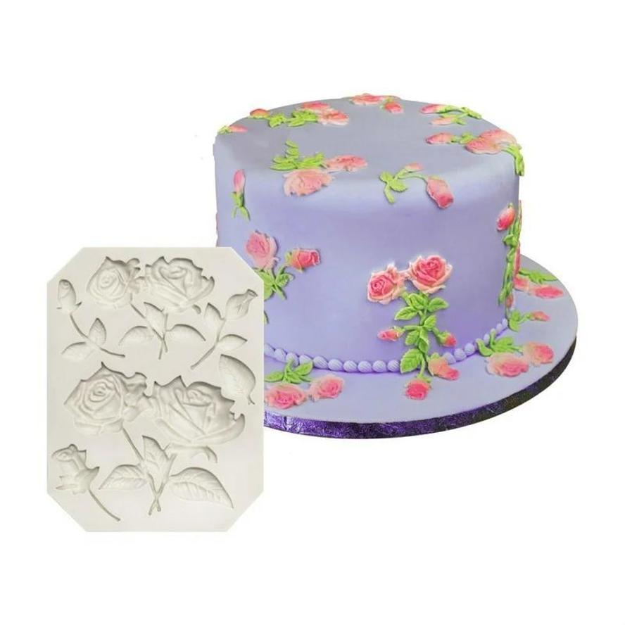 New Rose Bouquet Silicone Mold DIY Sugar Cake Mold Kitchen Baking Chocolate Decoration Mold Handmade Rose Decoration Gypsum Mold