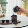 Zen Black Portable Ceramic Quick Brew Travel Tea Set