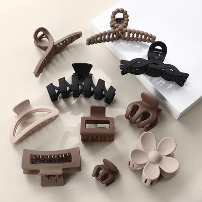 10 st svart kaffe stora hårklor eleganta akryl hårspännen hårnålar hårspänne krabbklo clips huvudbonad för kvinnor flickor håraccessoarer