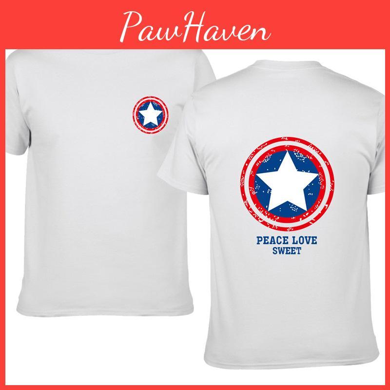 Classic Captain America Men's Casual T-shirt With Short Sleeves And O-neck Design