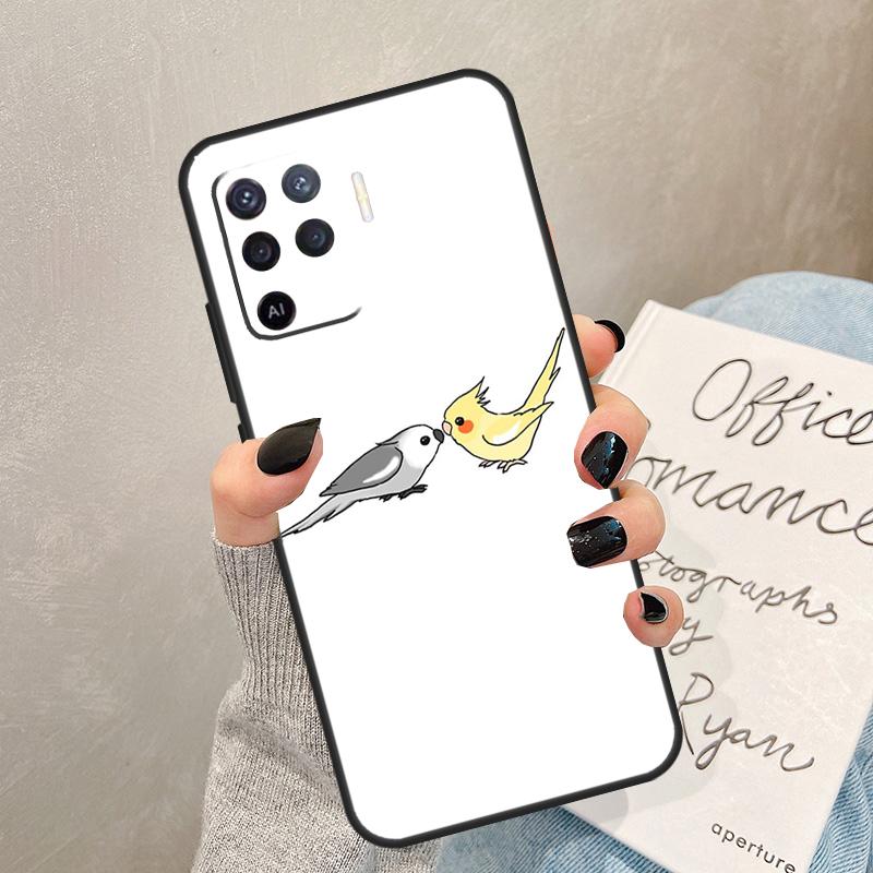 Cartoon Animal Chubby Cockatiel Case For Oppo A57 A17 A77 A18 A38 A58 A78 A98 A74 A54 A94 A80 A60 A40 A96 A76 A16 A15 A5 Pro