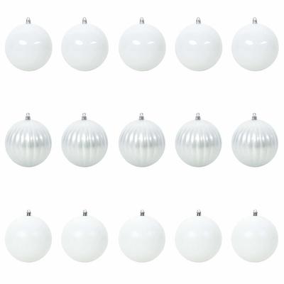 XL Christmas Ornament Set 15 Pcs White Plastic