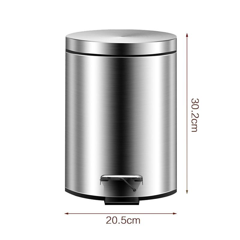 Stainless Steel Step Trash Can Kitchen Bathroom Silent Pedal Bin Round Lid