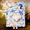Starfish Seashell Treasure Blanket Reversible Flannel Throw for Beach Lovers AllSeason Comfort Coastal Charm Gift