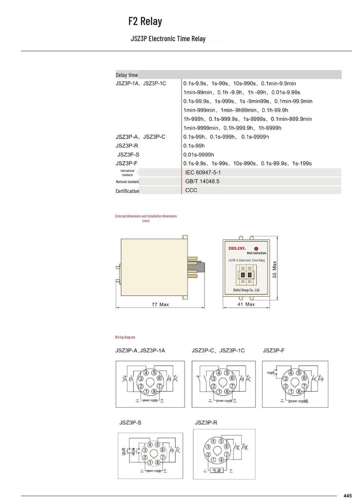 Delixi JSZ3P Digital Timer Relay - Power-On/Off Cycle Delay Display