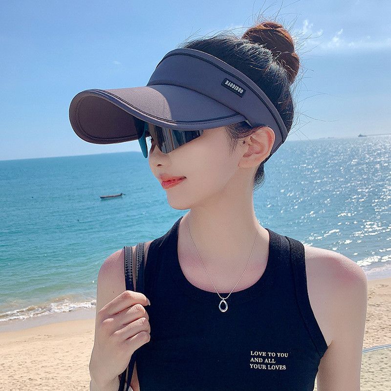 9244 Summer Outdoor Sun Hat with Sunglasses Sun Protection Hat Female UV Protection Travel Duck Tongue Empty Top Baseball Cap