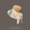 New Foldable Summer Beach Vacation Hat Colorful Lace Women Crochet Straw Bucket Hat Trendy Summer Hat