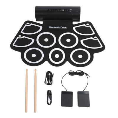 9 Padów Elektroniczny Zestaw Perkusyjny Silikon i ABS Interfejs USB MIDI Zwijany Pad Perkusyjny z 2 Pałeczkami 2