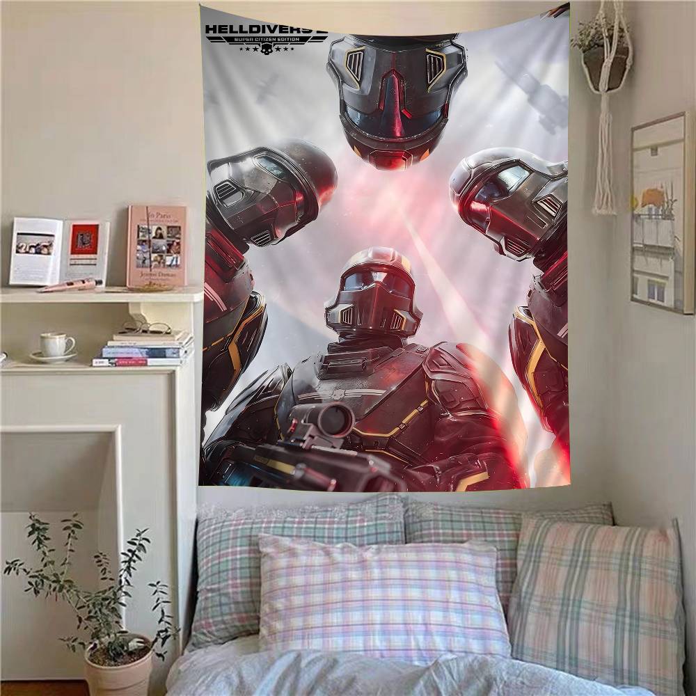 Hra Helldiver 2 Závěsná bohémská tapisérie Bohémské nástěnné tapisérie Mandala Kawaii Dekorace pokoje