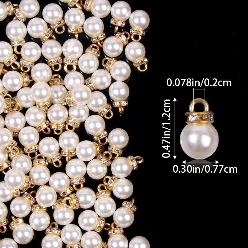 20pcs Elegant White Glossy Acrylic Charms with Rhinestone Accents Round Loose Bead Pendants for DIY Dangle Earrings Necklaces Bracelets Jewelry Making