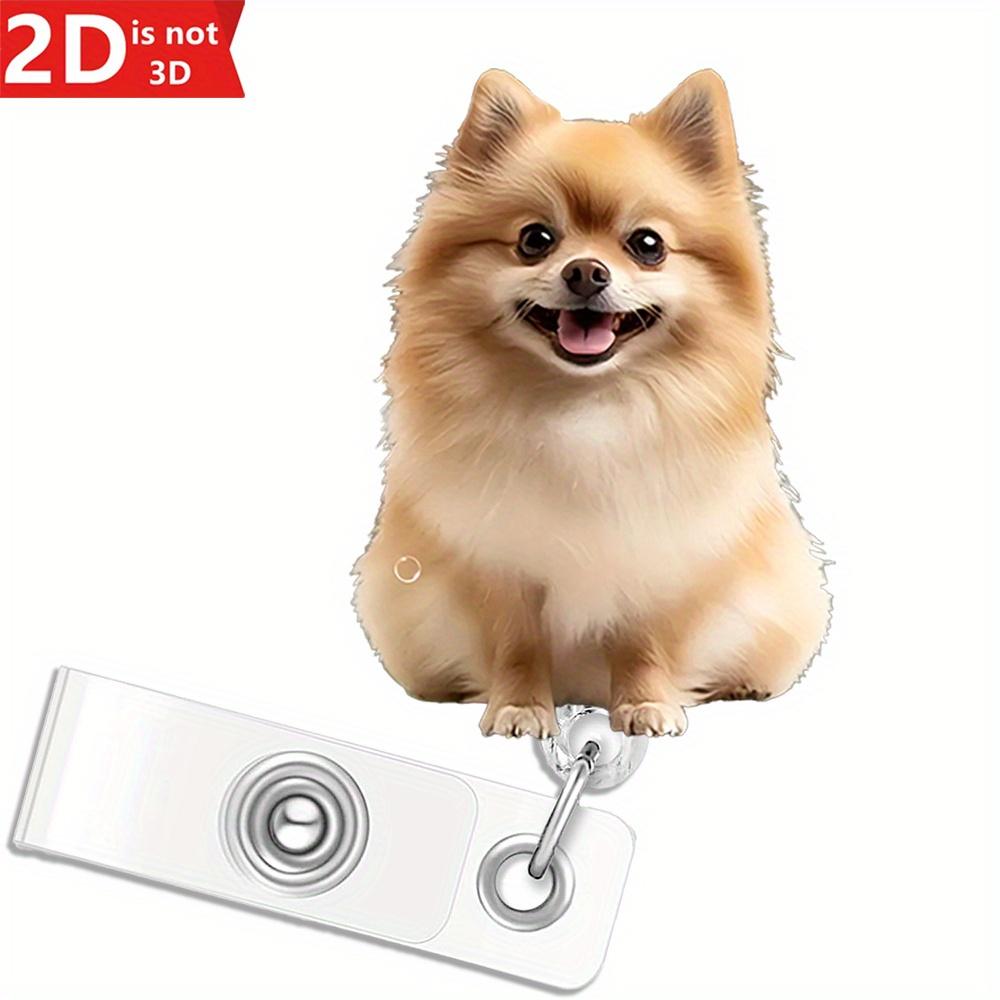 2D cute dog retractable badge reel for nurses, doctors, teachers, and medical staff.