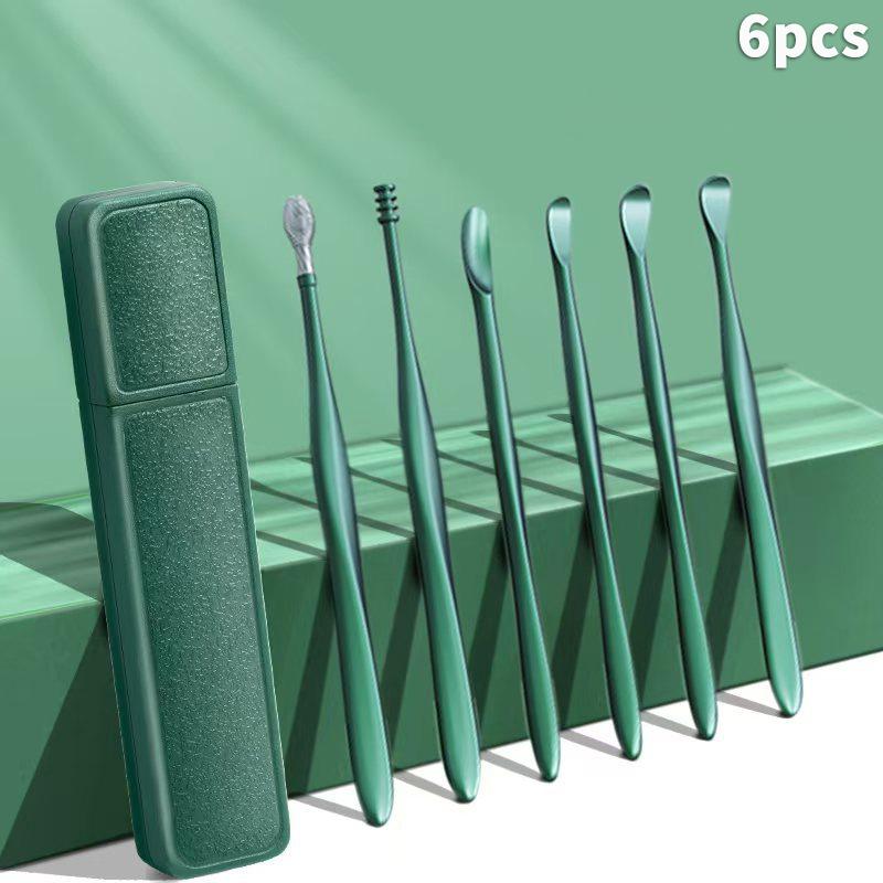 6Pcs/Set Ear Cleaner Ear Wax Pickers Earpick Wax Remover Piercing Kit Earwax Curette Spoon Care Ear Clean Tools