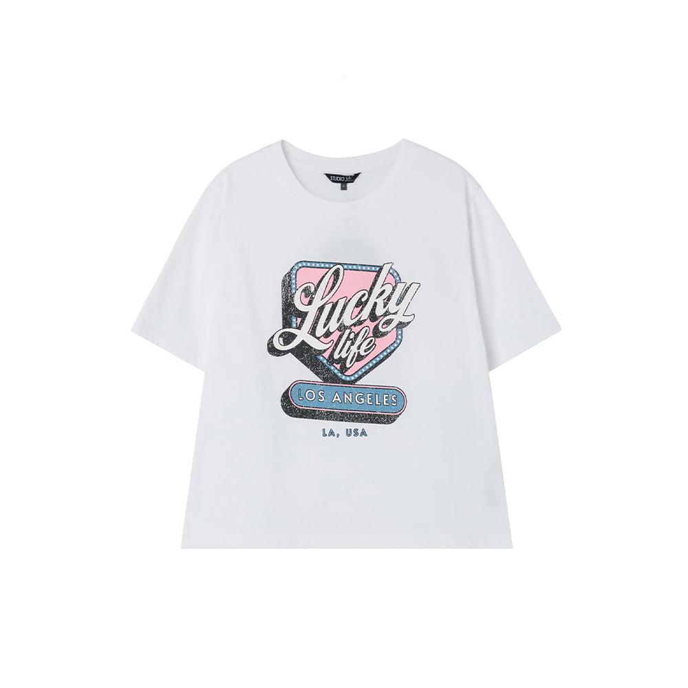 LAP Vintage Print Crop Short Sleeve T-Shirt As2Ct467