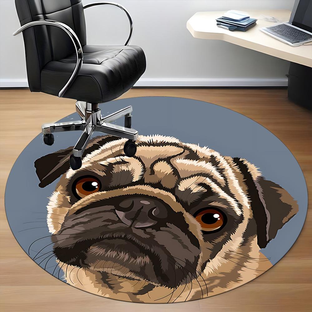 1pc Pug Portrait Chair Carpet for Office - Durable, Ideal for Chair Mats, Stylish & Functional Decorative Rug yy260203019