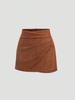Chic Pleated Skirt: Retro Leather Velvet Mini for Autumn/Winter